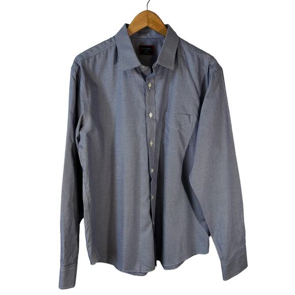 UNTUCKit Men's 100% Cotton Houndstooth Button Up Shirt Blue Large Classic Preppy - Picture 1 of 9